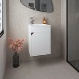 Mueble para Lavamanos Bethel Blanco 39.4x55cm Flotante Individual con Lavamanos de Sobreponer y con Una Puerta - MUEBLES PARA LAVAMANOS | Bylmo