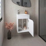 Mueble para Lavamanos Bethel Blanco 39.4x55cm Flotante Individual con Lavamanos de Sobreponer y con Una Puerta - MUEBLES PARA LAVAMANOS | Bylmo