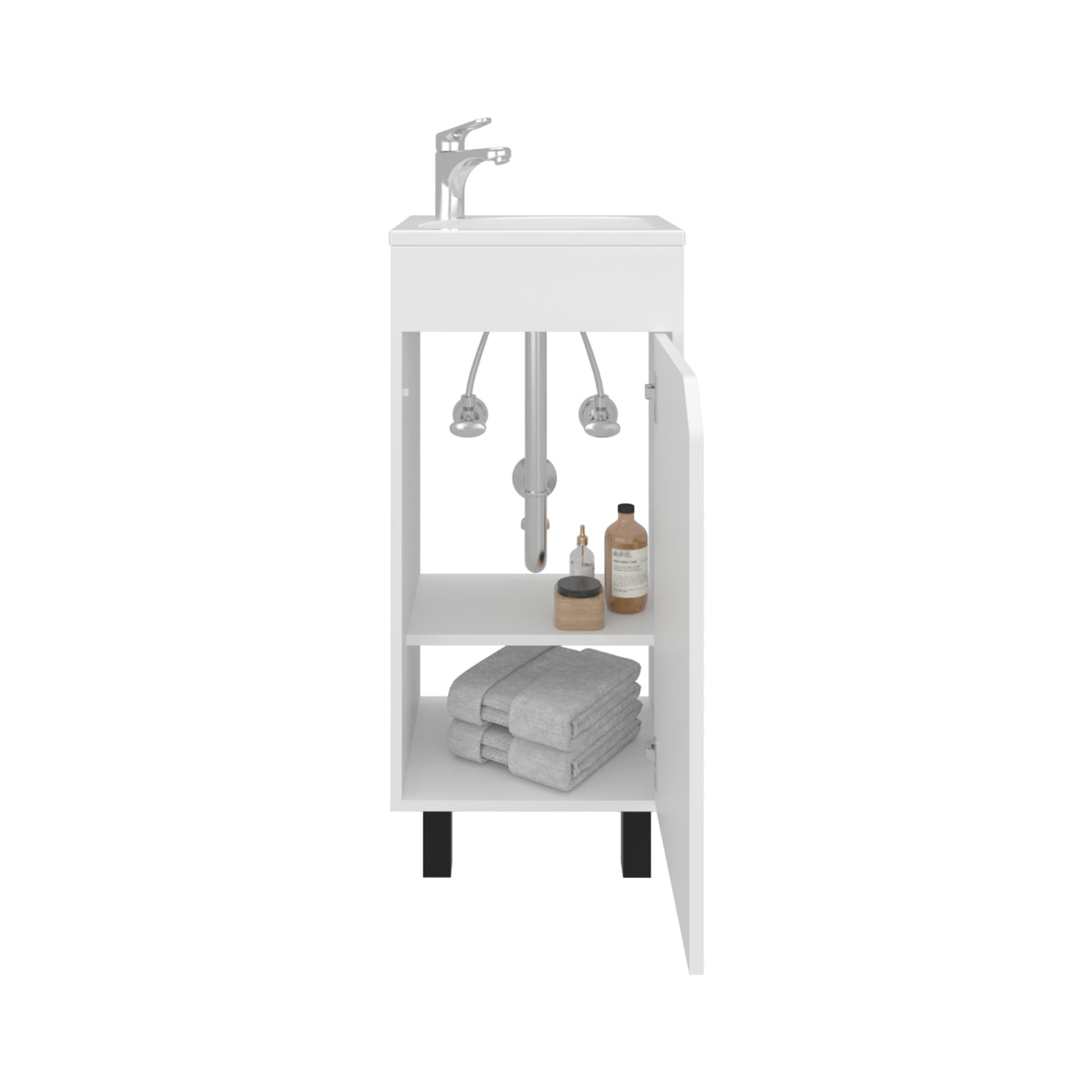 Mueble para Lavamanos Bethel Blanco 40x86.4cm Individual con Lavamanos de Sobreponer y con Una Puerta - MUEBLES PARA LAVAMANOS | Bylmo