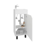 Mueble para Lavamanos Bethel Blanco 40x86.4cm Individual con Lavamanos de Sobreponer y con Una Puerta - MUEBLES PARA LAVAMANOS | Bylmo