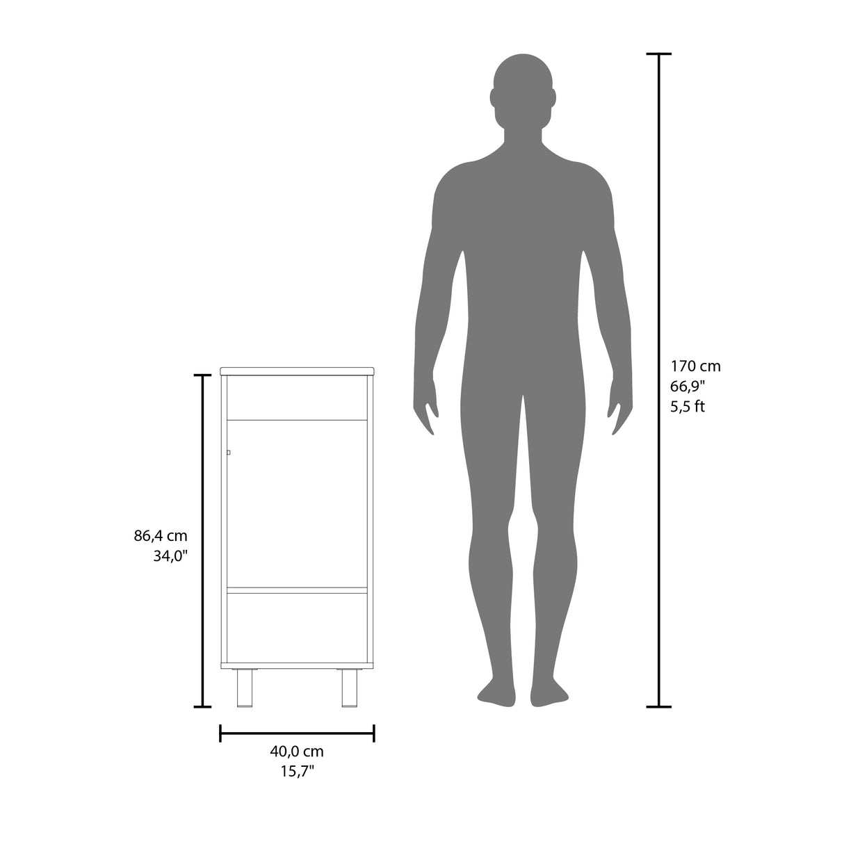 Mueble para Lavamanos Bethel Blanco 40x86.4cm Individual con Lavamanos de Sobreponer y con Una Puerta - MUEBLES PARA LAVAMANOS | Bylmo