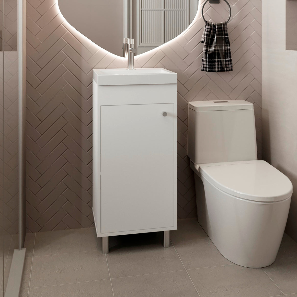 Mueble para Lavamanos Rivera Blanco 40.2x84cm Individual con Lavamanos de Sobreponer y con Una Puerta - MUEBLES PARA LAVAMANOS | Bylmo