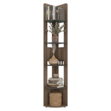 Estantería Home E7 Avellana 30x180.6cm Triangular con Cinco Compartimientos y con Cuatro Entrepaños - BIBLIOTECAS Y ESTANTERIAS | Bylmo