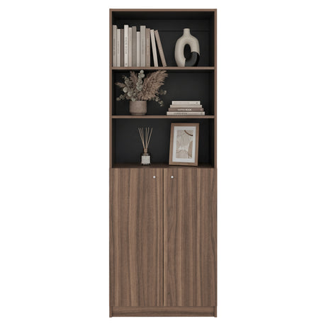 Estantería Home E4 Avellana 62.8x180.6cm Rectangular con Tres Compartimientos y con Tres Entrepaños - BIBLIOTECAS Y ESTANTERIAS | Bylmo