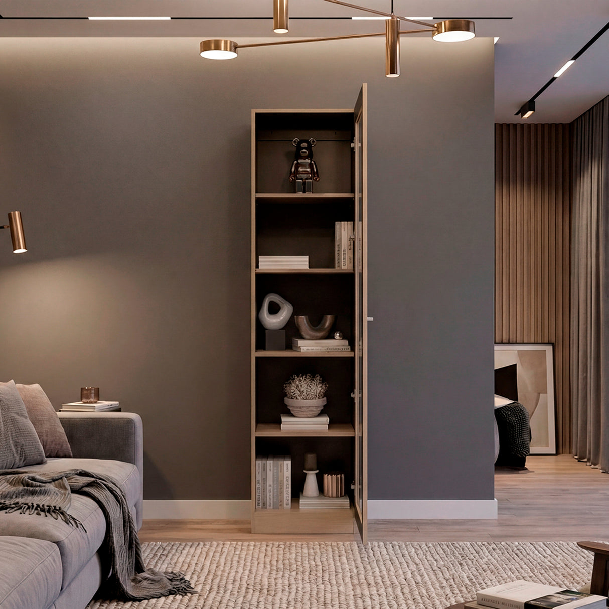 Vitrina Home E6 Cartagena y Wengue 45x180.6cm Rectangular con Cuatro Entrepaños - BIBLIOTECAS Y ESTANTERIAS | Bylmo