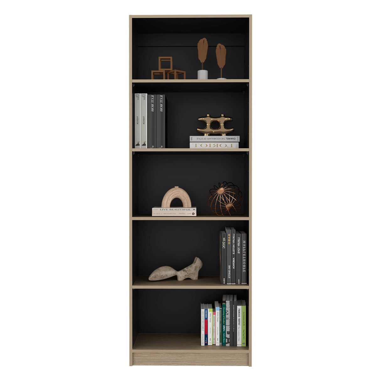 Estantería Home E1 Cartagena 62.8x180.6cm Rectangular con Cinco Compartimientos y con Cuatro Entrepaños - BIBLIOTECAS Y ESTANTERIAS | Bylmo