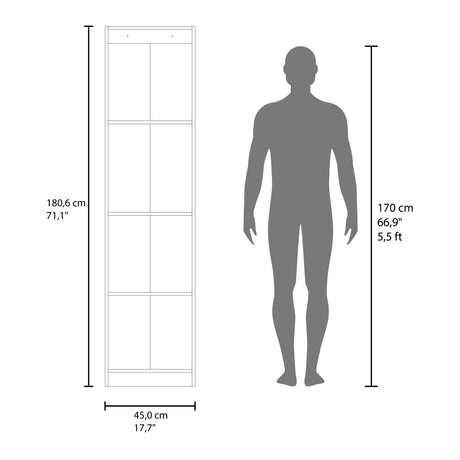 Estantería Home E2 Cartagena 45x180.6cm Rectangular con Cuatro Compartimientos y con Tres Entrepaños - BIBLIOTECAS Y ESTANTERIAS | Bylmo