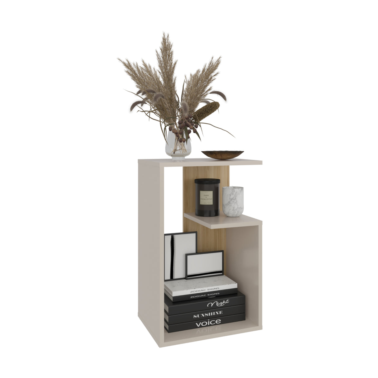 Mesa Auxiliar Adel Capri y Fresno Europeo 39.8x63.4cm Rectangular con Dos Compartimientos - MESAS AUXILIARES | Bylmo