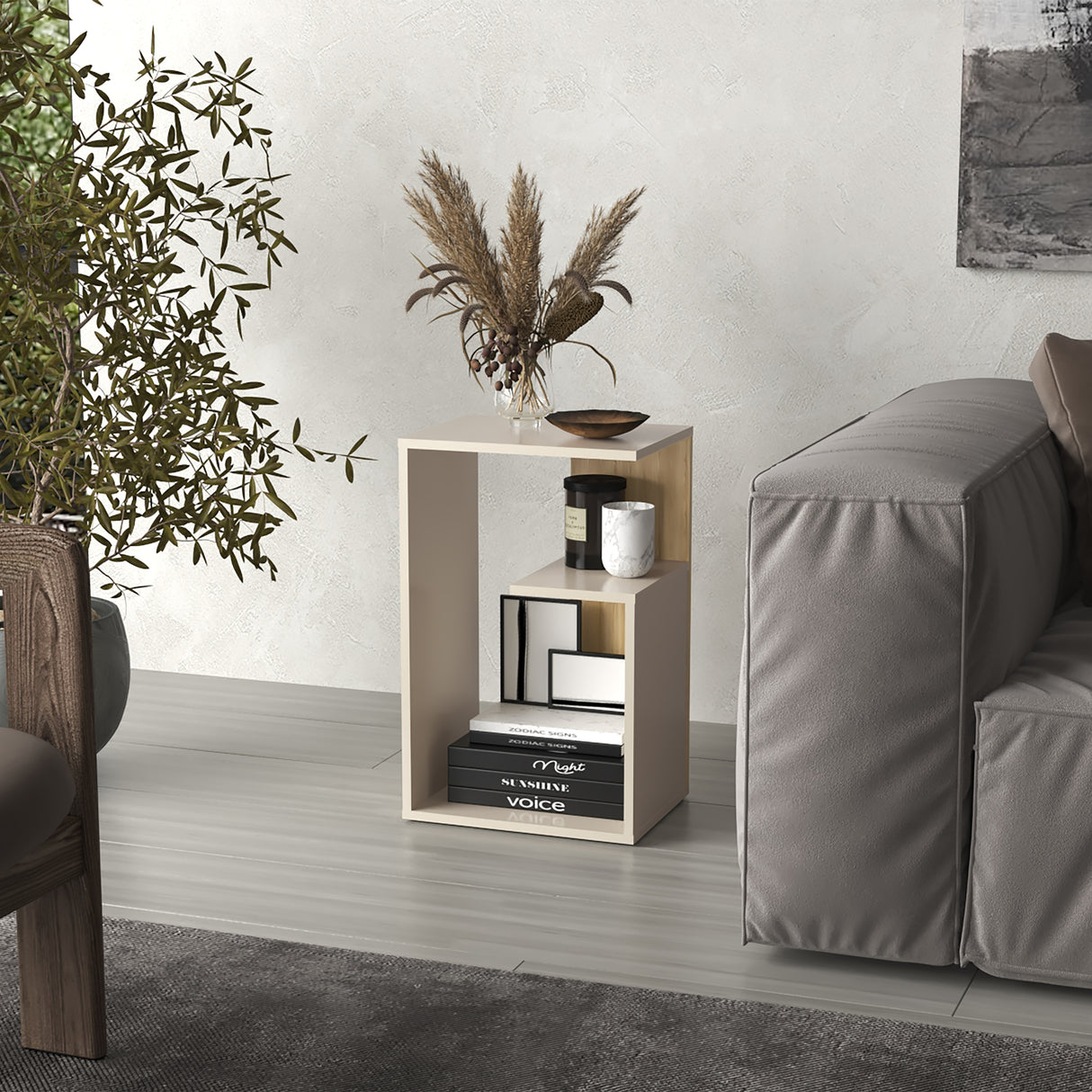 Mesa Auxiliar Adel Capri y Fresno Europeo 39.8x63.4cm Rectangular con Dos Compartimientos - MESAS AUXILIARES | Bylmo