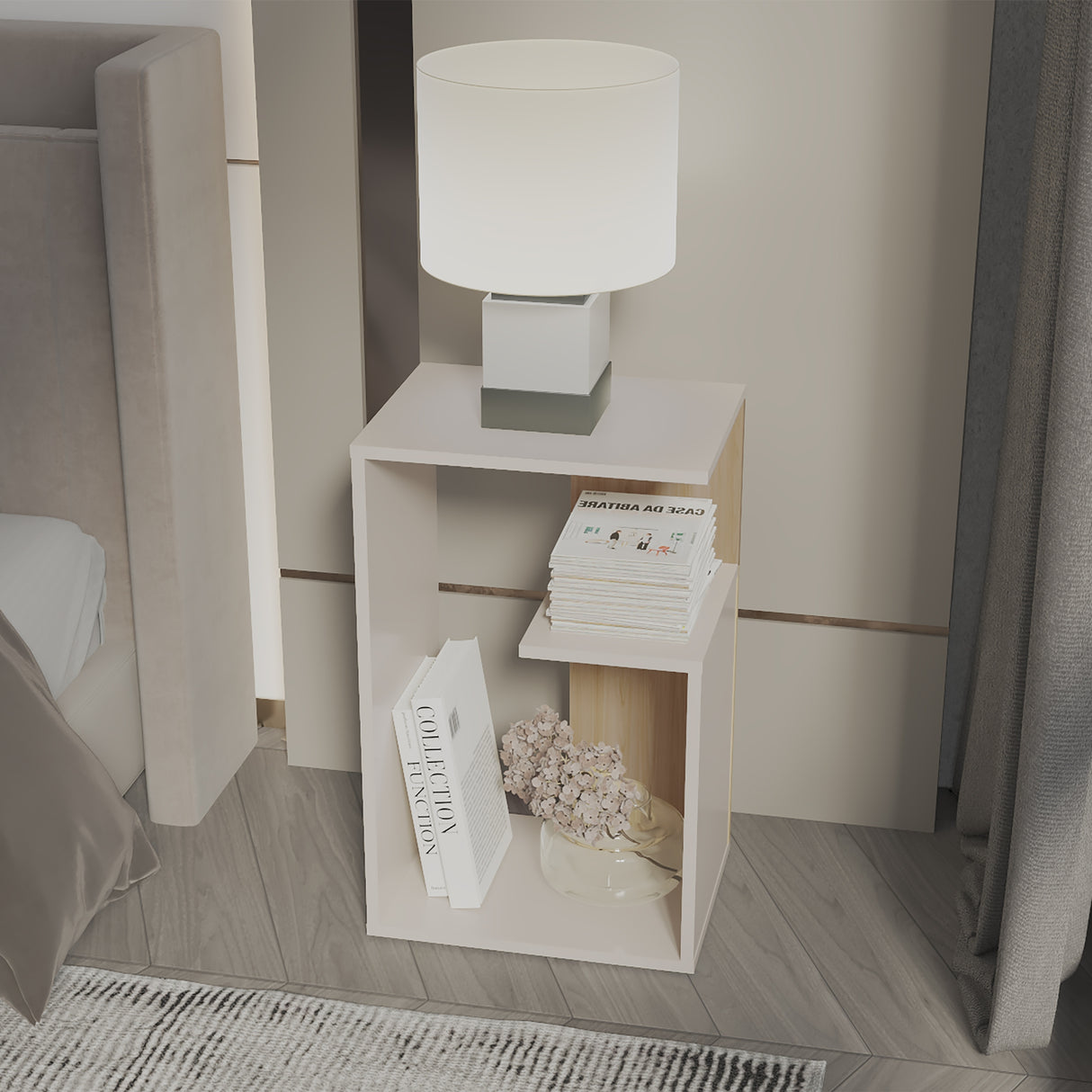 Mesa Auxiliar Adel Capri y Fresno Europeo 39.8x63.4cm Rectangular con Dos Compartimientos - MESAS AUXILIARES | Bylmo