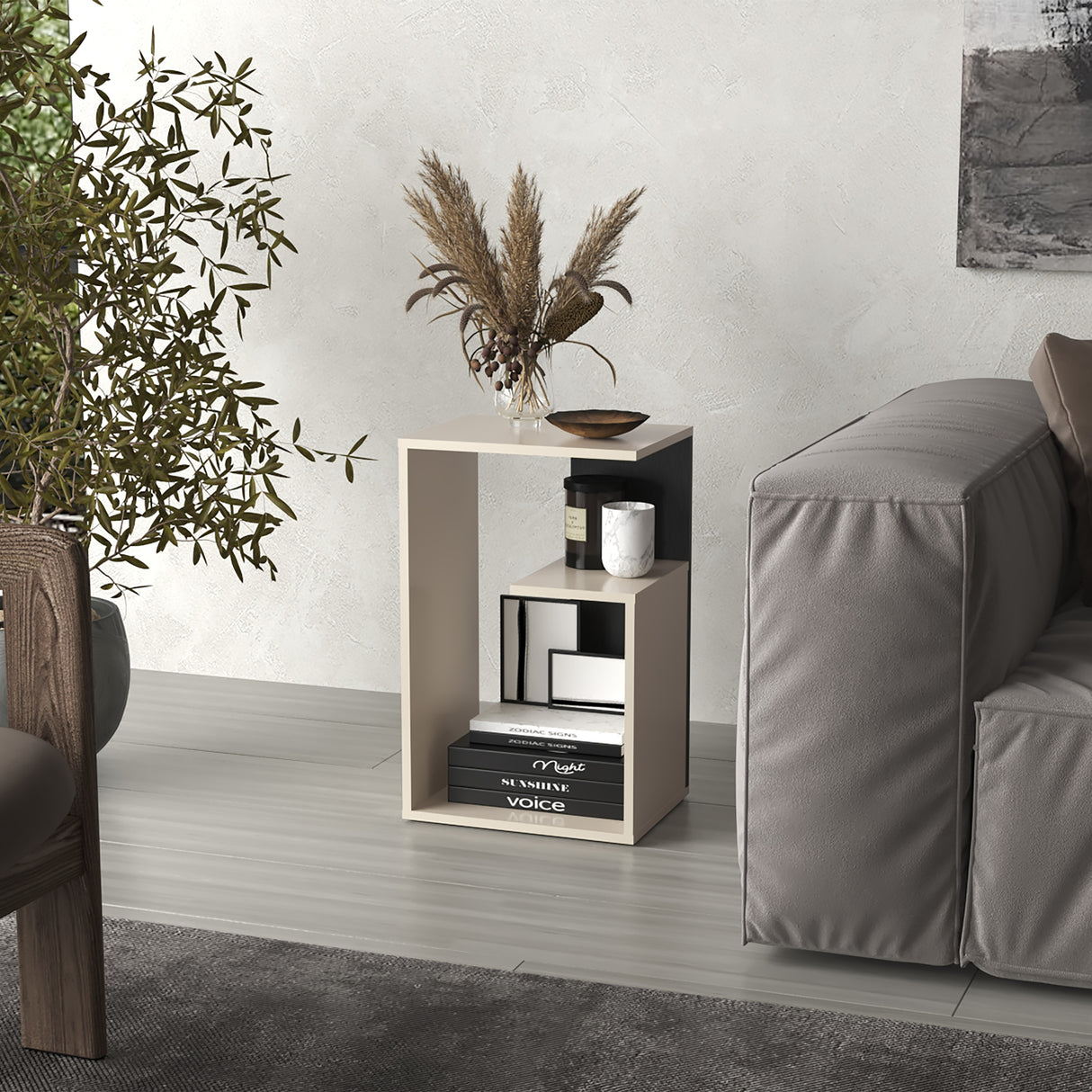 Mesa Auxiliar Adel Capri y Wengue 39.8x63.4cm Rectangular con Dos Compartimientos - MESAS AUXILIARES | Bylmo