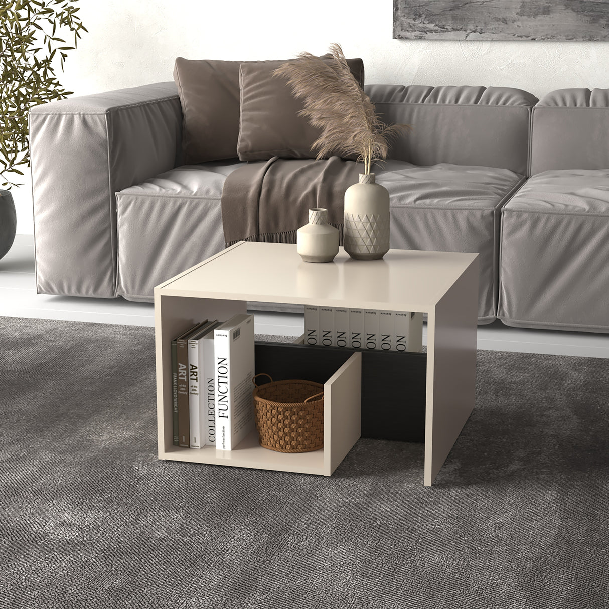 Mesa Auxiliar Adel Capri y Wengue 39.8x63.4cm Rectangular con Dos Compartimientos - MESAS AUXILIARES | Bylmo