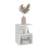 Mesa de Noche Ocaso Blanco 35x48.2cm con Tres Compartimientos y Un Entrepaño - MESAS DE NOCHE | Bylmo