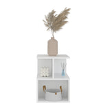 Mesa de Noche Ocaso Blanco 35x48.2cm con Tres Compartimientos y Un Entrepaño - MESAS DE NOCHE | Bylmo