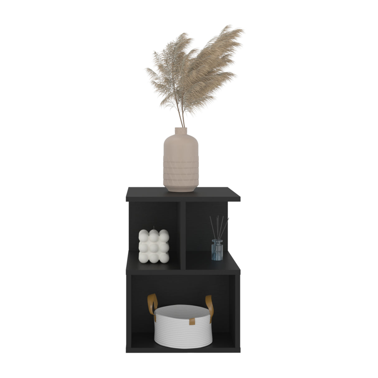 Mesa de Noche Ocaso Wengue 35x48.2cm con Tres Compartimientos y Un Entrepaño - MESAS DE NOCHE | Bylmo