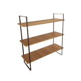 Repisa Vivarium 2026 Madera Natural y Negro 65x70cm Rectangular Flotante con Tres Entrepaños - REPISAS | Bylmo