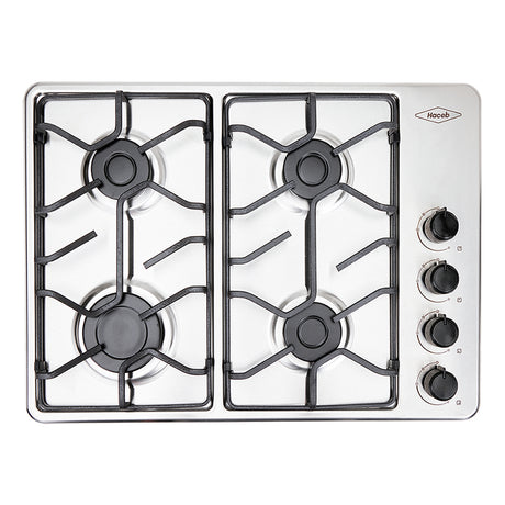 Estufa de empotrar Haceb Platina Acero 61x44.5cm para Gas Natural con Cuatro Quemadores - ESTUFAS DE EMPORTRAR Y CUBIERTAS | Bylmo