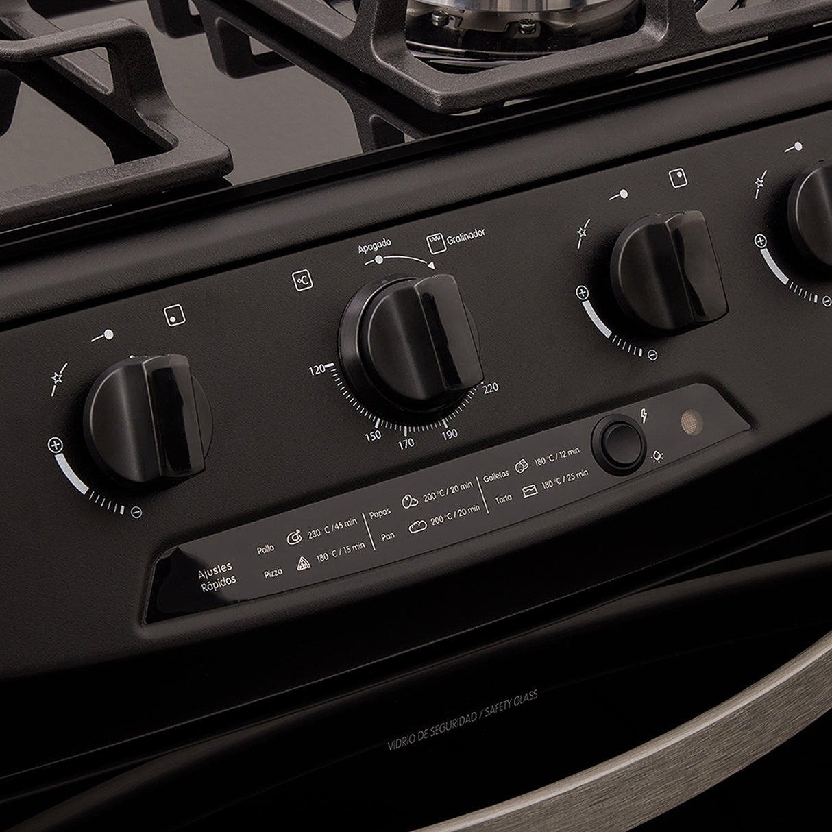 Estufa Haceb Negro 65.5x98.5cm Para Gas Natural con Cuatro Quemadores y con Horno - ESTUFAS | Bylmo