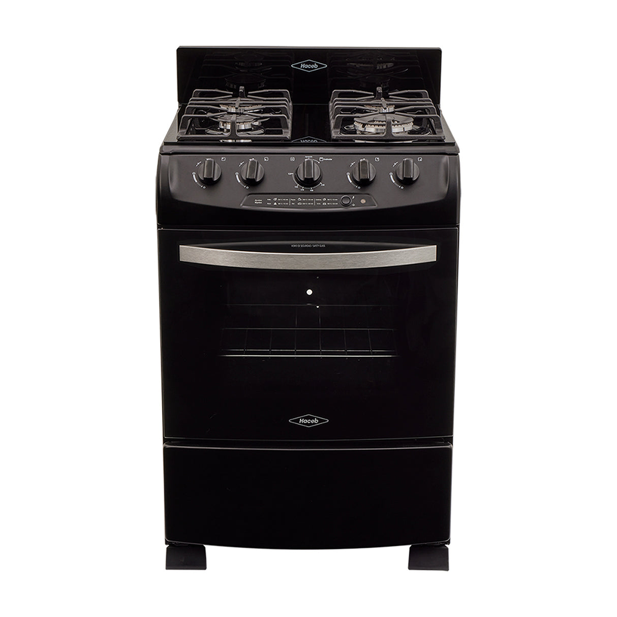 Estufa Haceb Negro 65.5x98.5cm Para Gas Natural con Cuatro Quemadores y con Horno - ESTUFAS | Bylmo