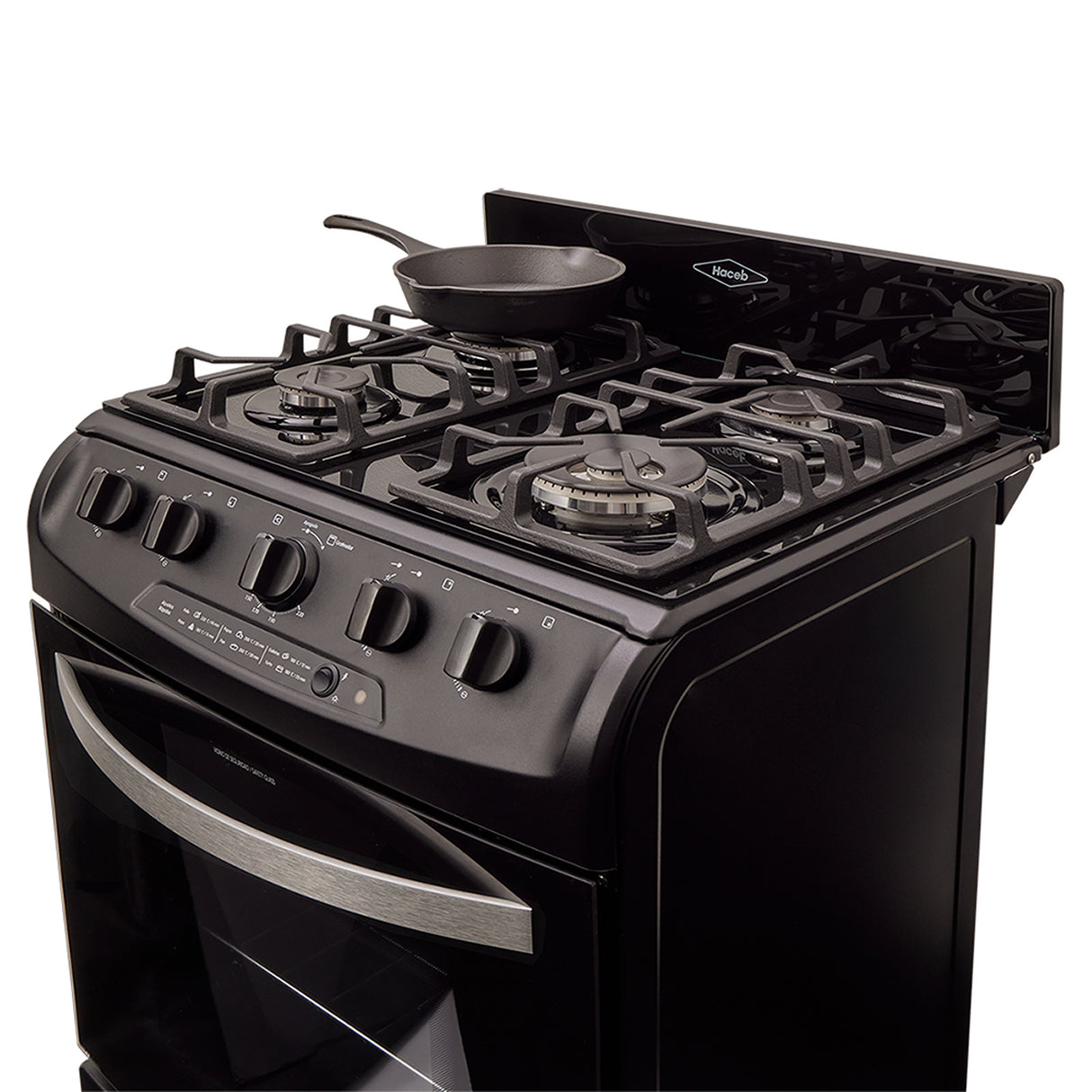 Estufa Haceb Negro 65.5x98.5cm Para Gas Natural con Cuatro Quemadores y con Horno - ESTUFAS | Bylmo