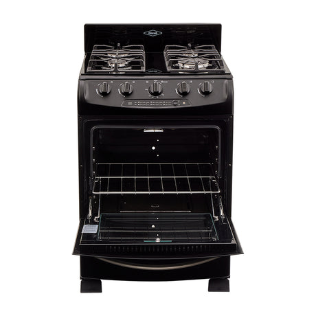 Estufa Haceb Negro 65.5x98.5cm Para Gas Propano con Cuatro Quemadores y con Horno - ESTUFAS | Bylmo
