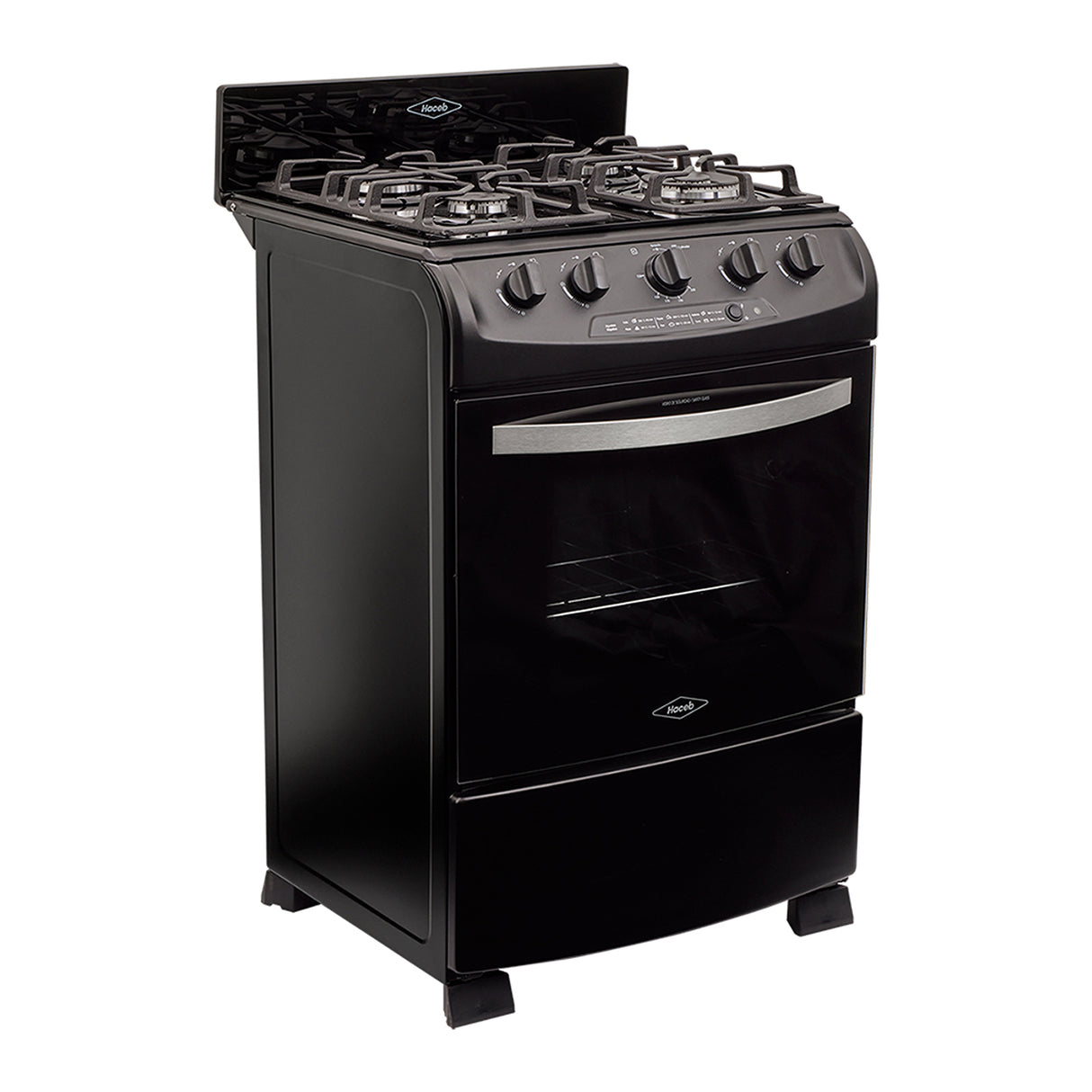 Estufa Haceb Negro 65.5x98.5cm Para Gas Propano con Cuatro Quemadores y con Horno - ESTUFAS | Bylmo