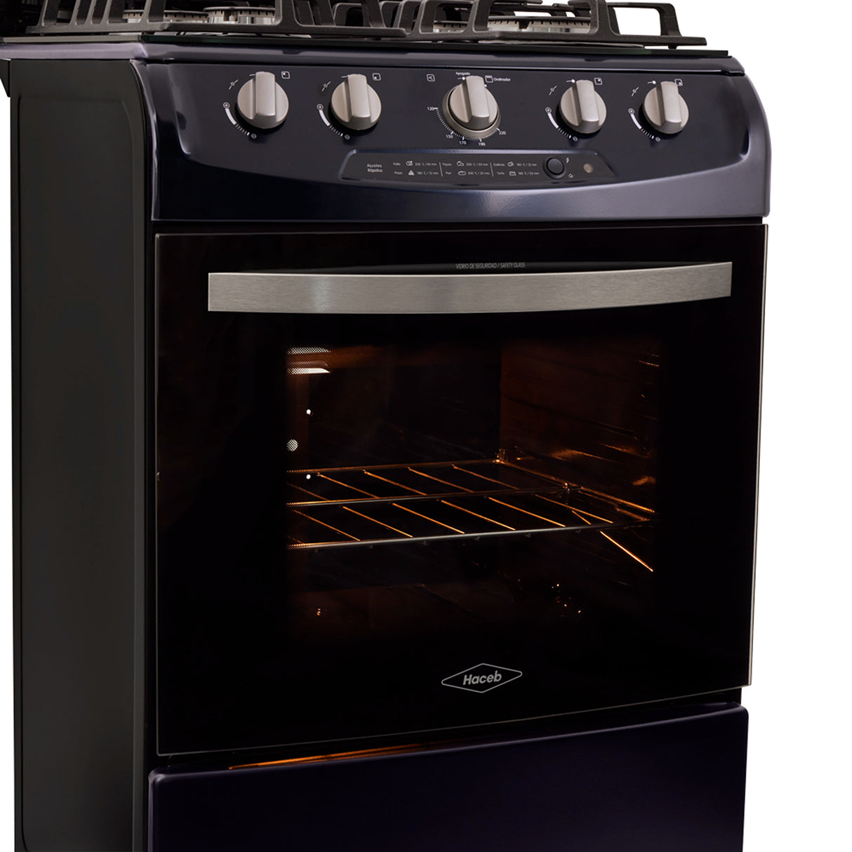 Estufa Haceb Azul 65.5x98.5cm Para Gas Natural con Cuatro Quemadores y con Horno - ESTUFAS | Bylmo