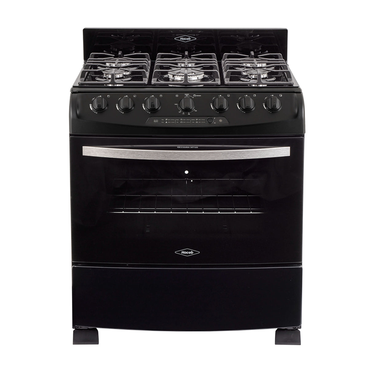 Estufa Haceb Negro 81x98.5cm Para Gas Natural con Seis Quemadores y con Horno - ESTUFAS | Bylmo