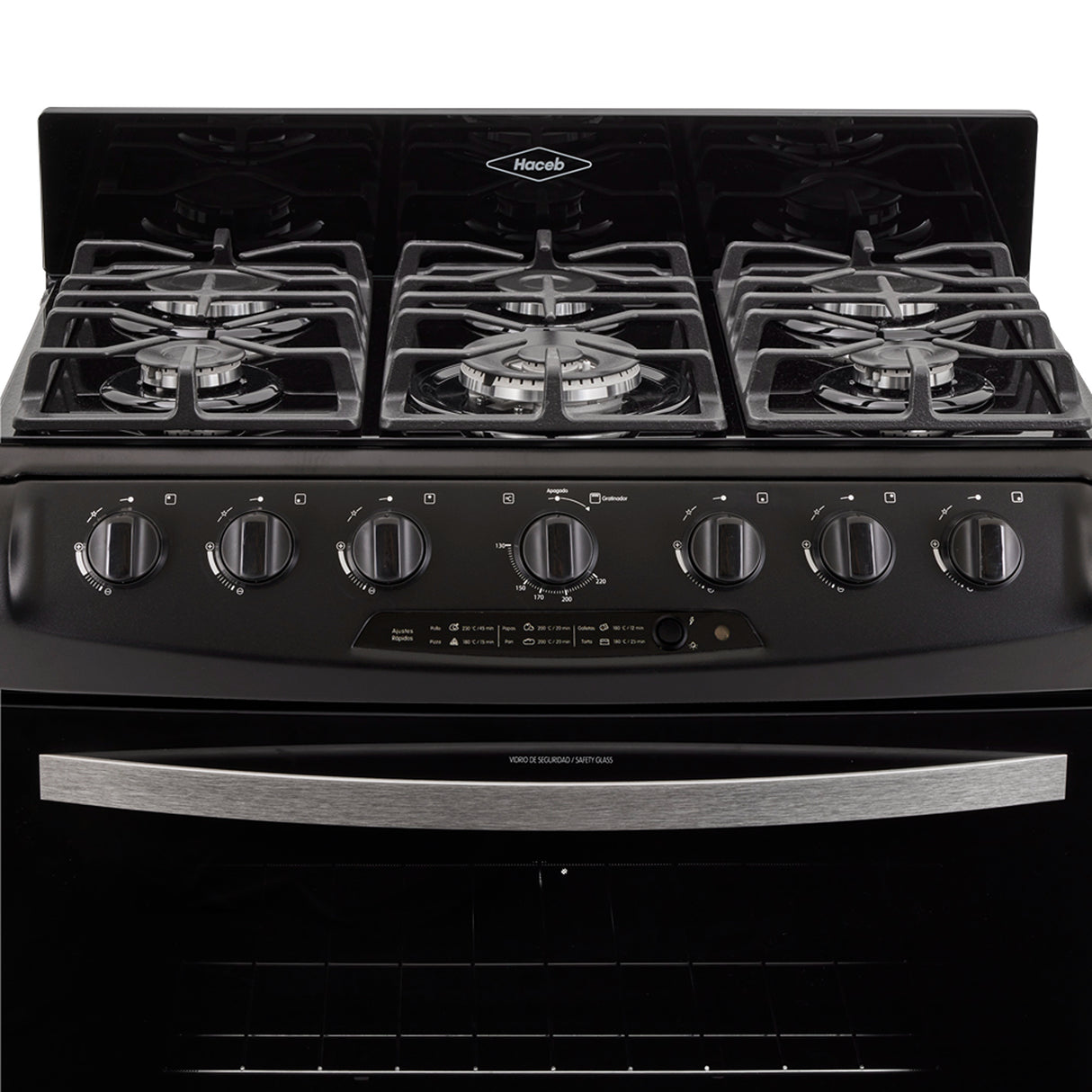 Estufa Haceb Negro 81x98.5cm Para Gas Natural con Seis Quemadores y con Horno - ESTUFAS | Bylmo