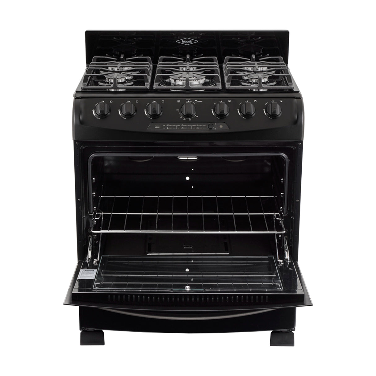 Estufa Haceb Negro 81x98.5cm Para Gas Natural con Seis Quemadores y con Horno - ESTUFAS | Bylmo