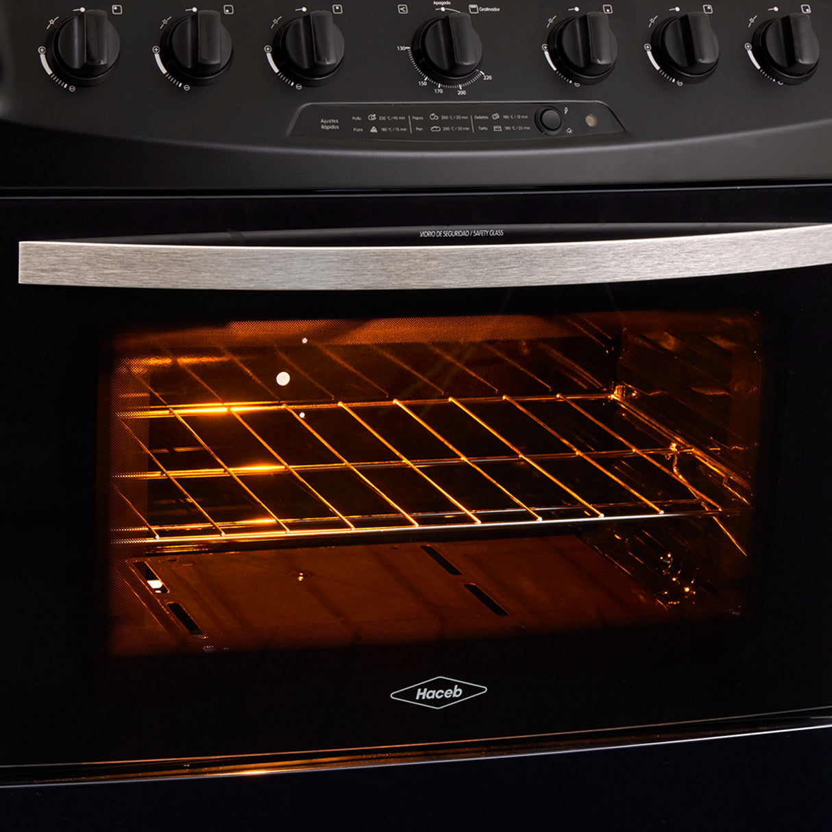 Estufa Haceb Negro 81x98.5cm Para Gas Natural con Seis Quemadores y con Horno - ESTUFAS | Bylmo