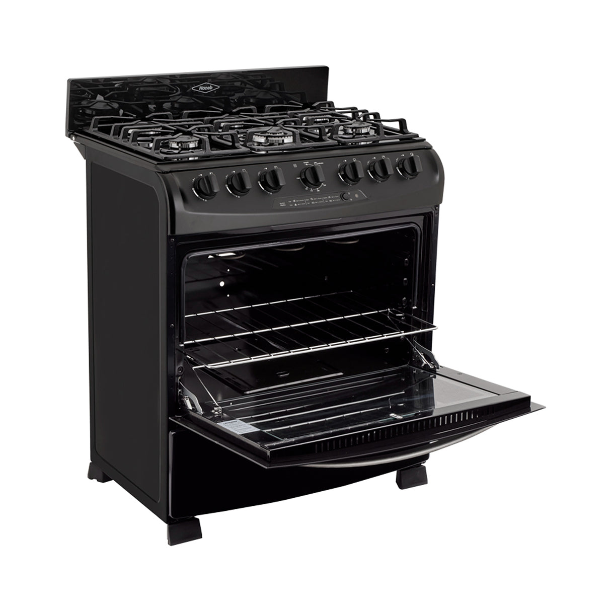 Estufa Haceb Negro 81x98.5cm Para Gas Natural con Seis Quemadores y con Horno - ESTUFAS | Bylmo