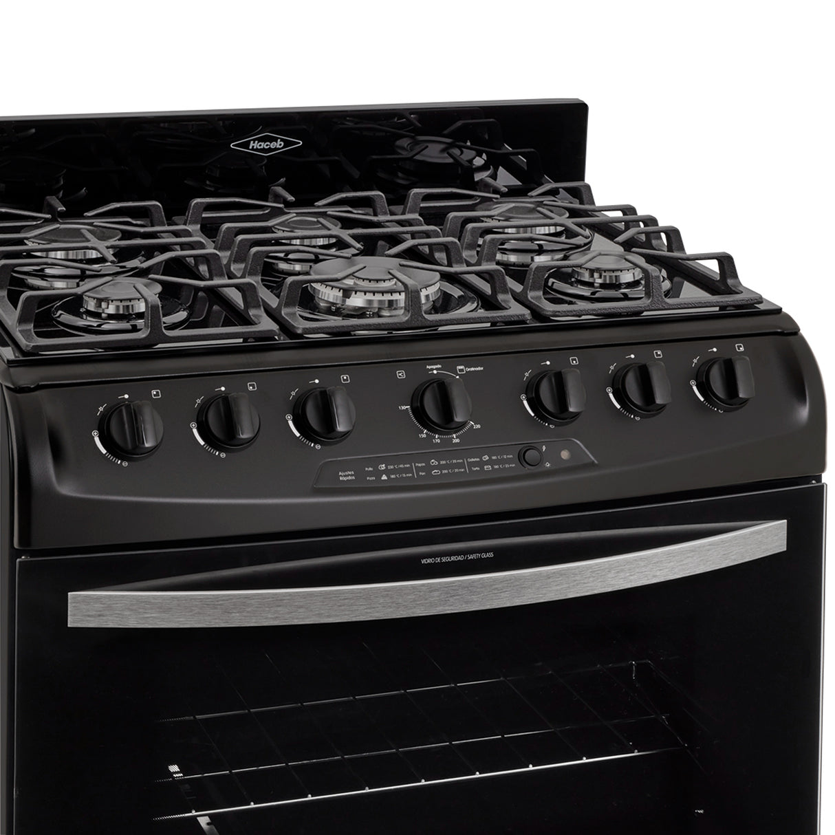 Estufa Haceb Negro 81x98.5cm Para Gas Natural con Seis Quemadores y con Horno - ESTUFAS | Bylmo