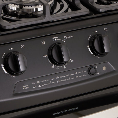 Estufa Haceb Negro 98x81cm Para Gas Propano con Seis Quemadores y con Horno - ESTUFAS | Bylmo