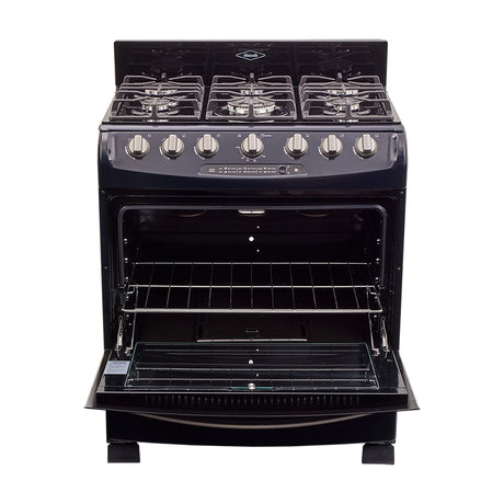 Estufa Haceb Azul 81x98.5cm Para Gas Natural con Seis Quemadores y con Horno - ESTUFAS | Bylmo