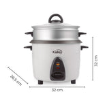 Olla Arrocera Kalley Blanco 26.5x32cm de 1.8 Litros con Función para Mantener Caliente - OLLAS ARROCERAS | Bylmo