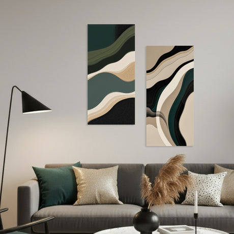 Cuadro decorativo en 2 Piezas Moderno Ondas de Cuarzo 34x72cm cada Uno - CUADROS | Bylmo