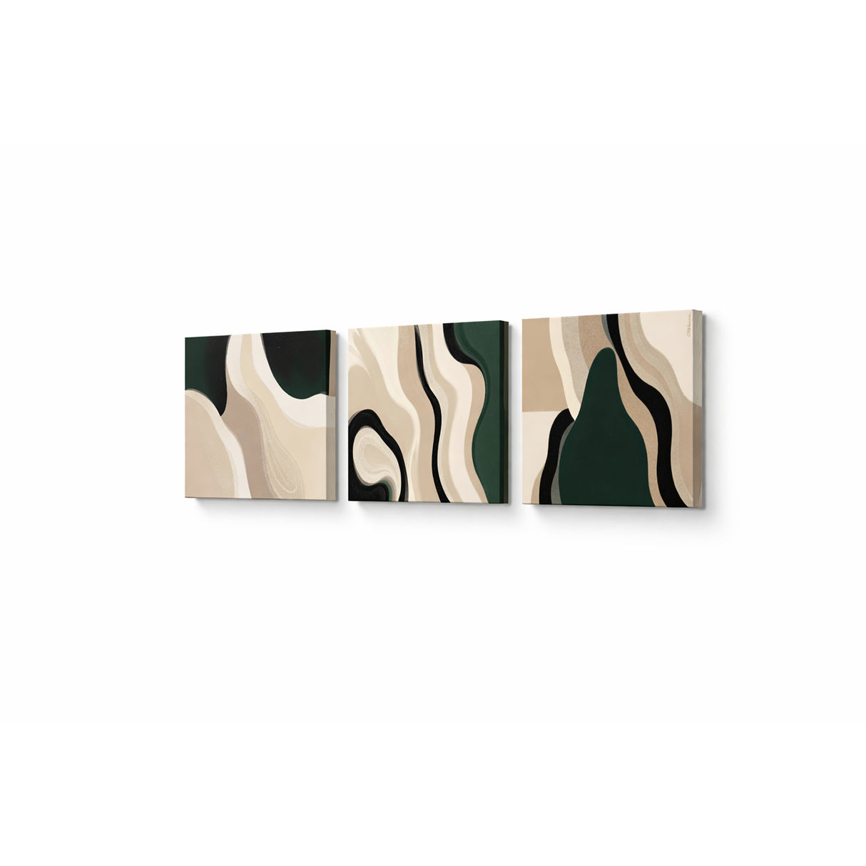 Cuadro decorativo en 3 Piezas Moderno Curvas en la Tierra 34x34cm cada Uno - CUADROS | Bylmo