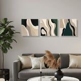 Cuadro decorativo en 3 Piezas Moderno Curvas en la Tierra 34x34cm cada Uno - CUADROS | Bylmo