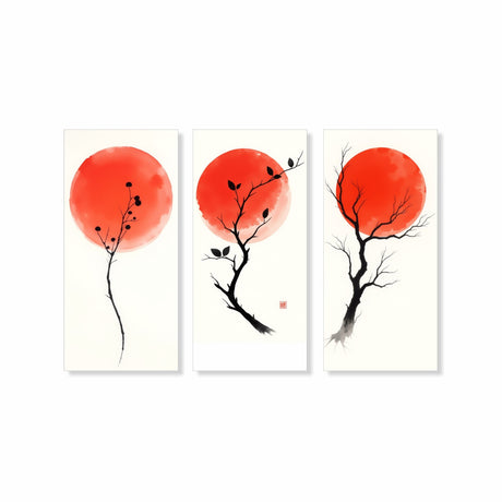 Cuadro decorativo en 3 Piezas Minimalista Alba Sakura 34x72cm cada Uno - CUADROS | Bylmo