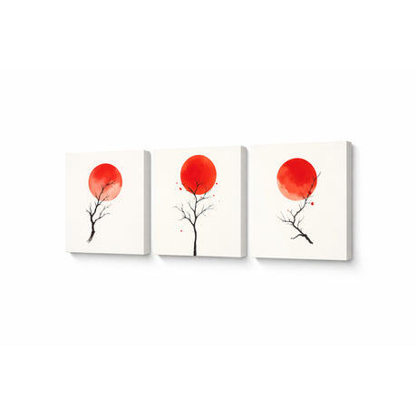 Cuadro decorativo en 3 Piezas Minimalista Sombra del Sol Naciente 34x34cm cada Uno - CUADROS | Bylmo
