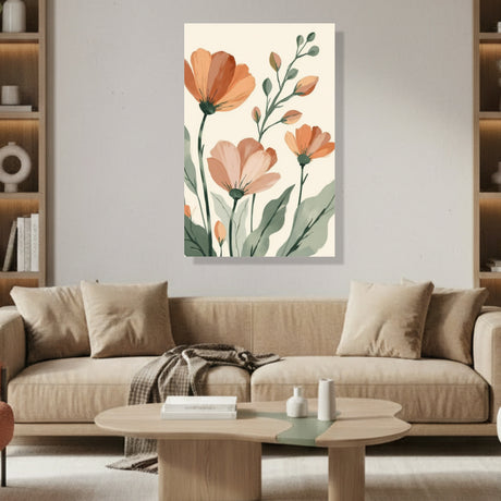 Cuadro decorativo Floral Flores Terracota Vintage 60x93cm de Bastidor - CUADROS | Bylmo