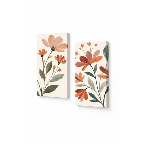 Cuadro decorativo en 2 Piezas Floral Armonía Vegetal 34x72cm cada Uno - CUADROS | Bylmo