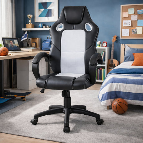 Silla Gamer Doom Negro y Blanco 70x123cm Ergonómica con Apoya Brazos - SILLAS DE OFICINA | Bylmo