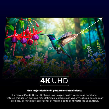 Televisor Challenger Google TV Negro 223.2x127.4cm Smart MiniLED de 100" Pulgadas 4K con Wifi y Bluetooth Integrado - TELEVISORES | Bylmo