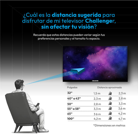 Televisor Challenger Google TV Negro 223.2x127.4cm Smart MiniLED de 100" Pulgadas 4K con Wifi y Bluetooth Integrado - TELEVISORES | Bylmo