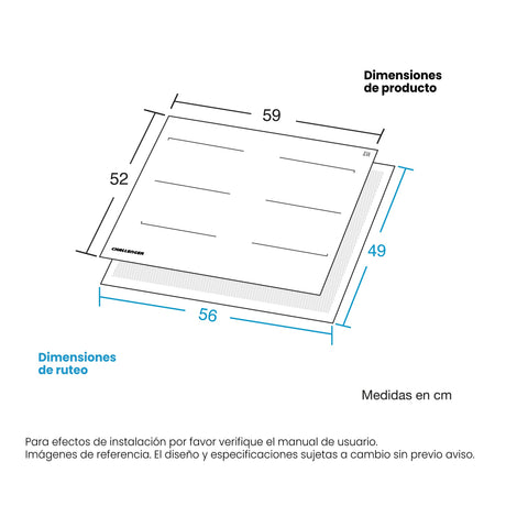 Estufa de Inducción para Empotrar Challenger Negro 59x52cm 220 Voltios con Cuatro Zonas de Cocción y Sistema Puente - ESTUFAS DE EMPORTRAR Y CUBIERTAS | Bylmo