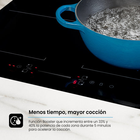 Estufa de Inducción para Empotrar Challenger Negro 59x52cm 220 Voltios con Cuatro Zonas de Cocción y Sistema Puente - ESTUFAS DE EMPORTRAR Y CUBIERTAS | Bylmo