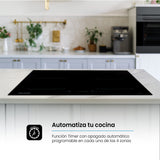 Estufa de Inducción para Empotrar Challenger Negro 77x52cm 220 Voltios con Cuatro Zonas de Cocción y Sistema Puente - ESTUFAS DE EMPORTRAR Y CUBIERTAS | Bylmo