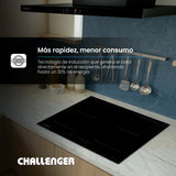Estufa de Inducción para Empotrar Challenger Negro 77x52cm 220 Voltios con Cuatro Zonas de Cocción y Sistema Puente - ESTUFAS DE EMPORTRAR Y CUBIERTAS | Bylmo